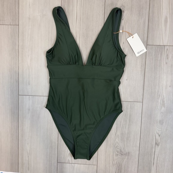 Quince Other - NWT Quince Italian Plunge One-Piece Swimsuit, Small, Green